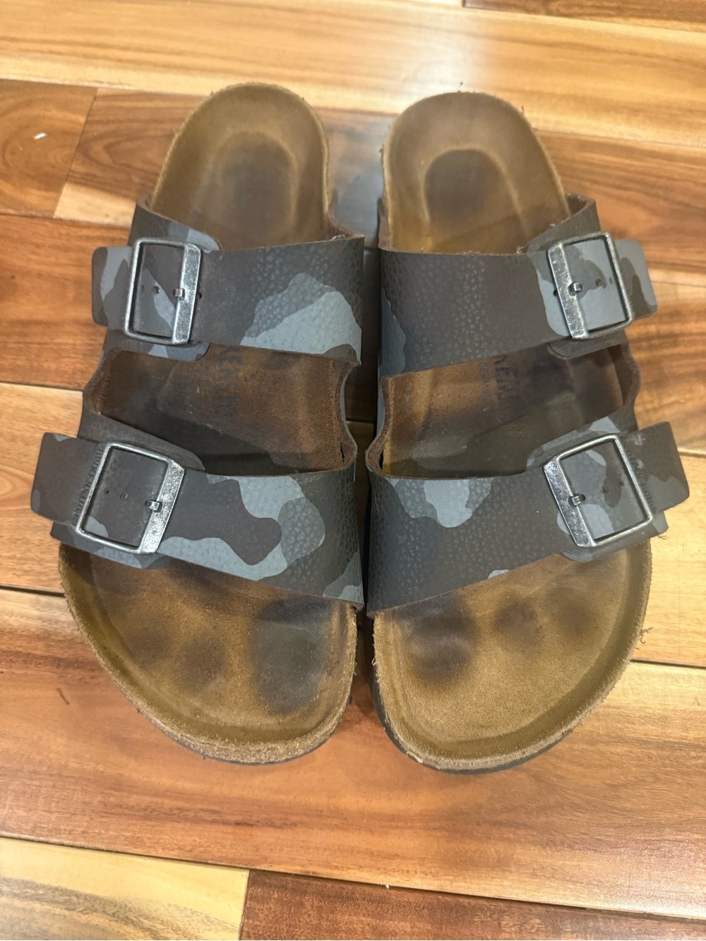 Birkenstock grey Camo Dual-Buckle Sandals